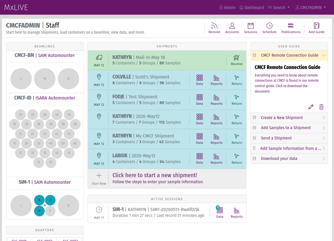 MxLIVE Staff Dashboard